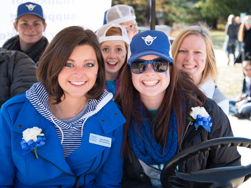 Students participating in the annual Luther College homecoming parade.